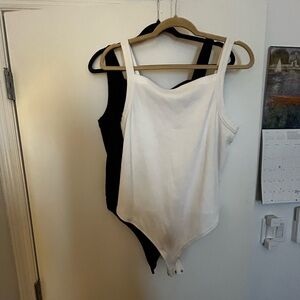 Anthropologie White and Black Bodysuit Set